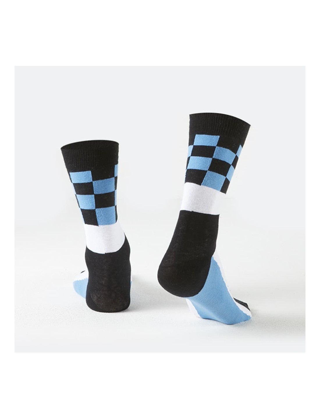 Blaue Herrensocken mit Schachbrettmuster SM36 – Online-Shop – Boutique